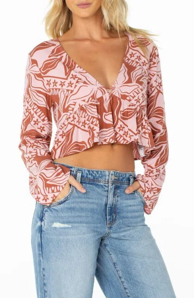 Roxy Night Sky Print Cropped Top In Chutney