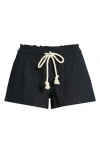 Roxy Oceanside Cotton Drawstring Shorts In Black
