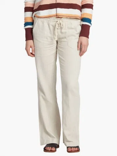 Roxy Oceanside Flared Trousers Pant In Stone In Beige