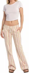 Roxy Oceanside Flared Yarn-dyed Pants In Cork Sunny Side Stripe (ckl3) In White