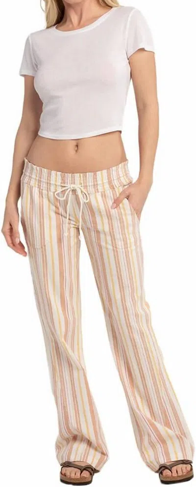 Roxy Oceanside Flared Yarn-dyed Pants In Cork Sunny Side Stripe (ckl3) In Pink