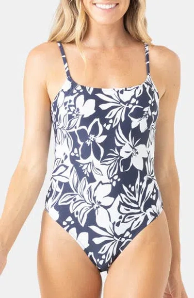 Roxy Oceanside Scoop Low Back One-piece Swimsuit In Blue