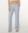 Roxy Oceanside Stripe Linen Blend Pants In Blue