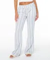 Roxy Oceanside Stripe Linen Blend Pants In Gray