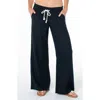 Roxy Oceanside Wide Leg Linen Blend Drawstring Pants In Blue