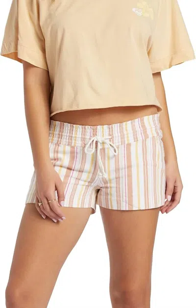 Roxy Oceanside Yarn Dye Shorts In Cork Sunny Side Stripe In Multi