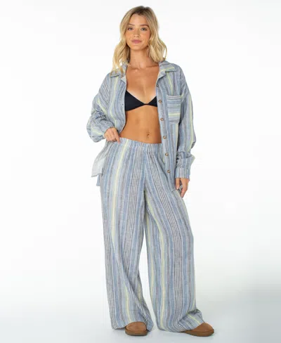 Roxy Offshore Pant In Mood Indigo Coastline Stripe