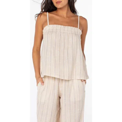 Roxy Offshore Stripe Cotton Camisole In Brown