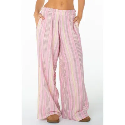Roxy Offshore Stripe Wide Leg Cotton Pants In Animal Print