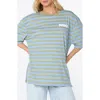 Roxy Old School Stripe Oversize Graphic T-shirt In Blue