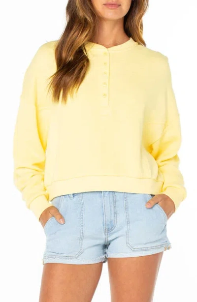 Roxy Overcast Relaxed Fit Crop Cotton Henley In Yellow