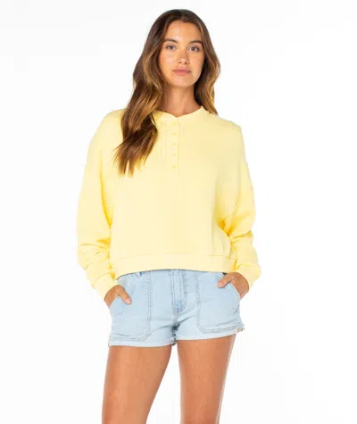 Roxy Overcast Relaxed Fit Crop Cotton Henley In Yellow