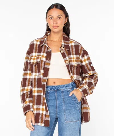 Roxy Overlander Cotton Button-up Shirt In Brown