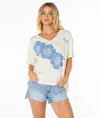 Roxy Oversized V-neck Tee In Multi