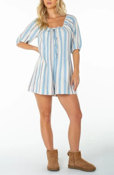 Roxy Pacific Cove Striped Romper In Cerulean
