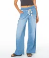 Roxy Paddle On Drawstring Denim Pants In Blue