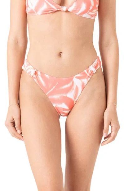 Roxy Palm Haze Scoop Front Bikini Bottoms In Pink