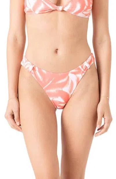 Roxy Palm Haze Scoop Front Bikini Bottoms In Pink