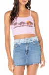 Roxy Palm Stripe Rib Crop Camisole In Orchid Bouquet Solid
