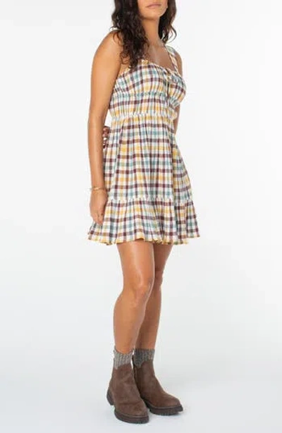 Roxy Paradise Breeze Plaid Babydoll Dress