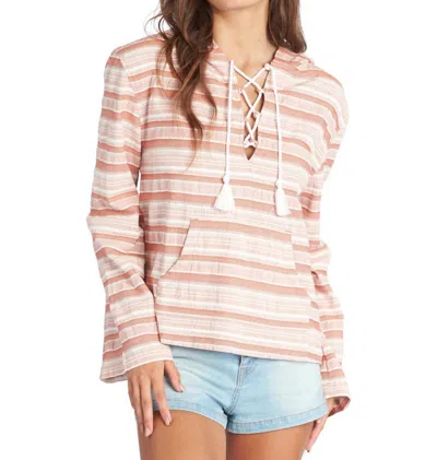 Roxy Paradise Calling Hoodie Top In Baked Clay River Stripe In Multi