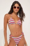 Roxy Paraiso Stripe Pink Multi Side-tie Cheeky Bikini Bottoms In Pink