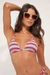 Roxy Paraiso Tiki Stripe Triangle Bikini Top In Pink