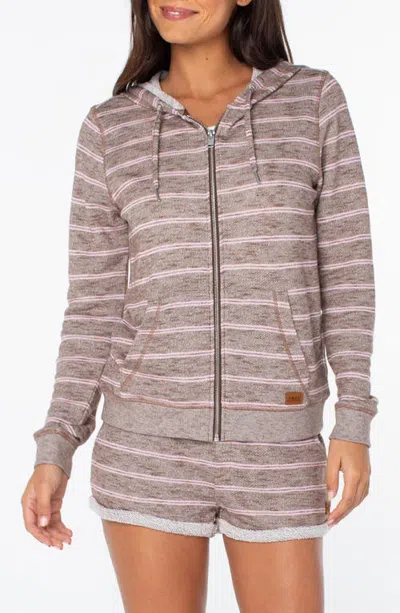 Roxy Perfect Wave Stripe Hoodie In Pink