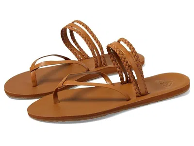 Roxy Piper Sandals Women's Cognac Comfort Slip On Toe Post Thong Zogg617 In Brown