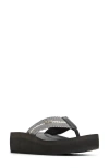 Roxy Play Day Wedge Platform Flip Flop In Black/white