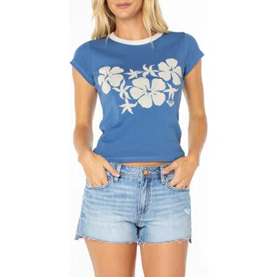 Roxy Plumeria Hibiscus '90s Baby T-shirt In Blue