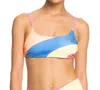 Roxy Pop Surf Bikini Bralette In Yellow/blue Block In Multi
