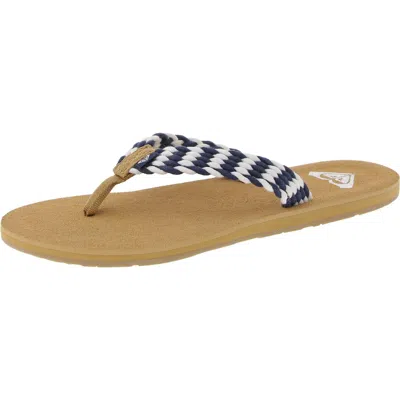 Roxy Porto Iii Womens Slip On Open Toe Thong Sandals In Blue