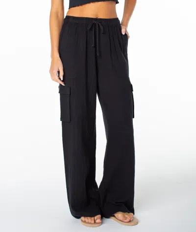 Roxy Precious Cargo Drawstring Pants In Black