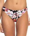 Roxy Printed Beach Classics Bikini Bottom Women Black Tropical Hipster Gbo532 In Multi