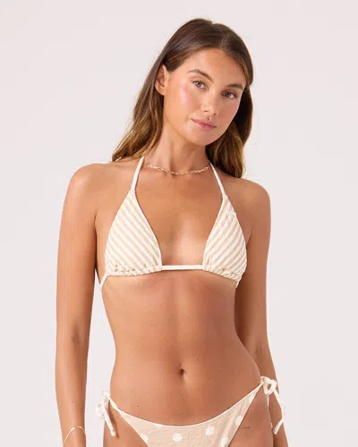 Roxy Puka Dots Mini Tiki Triangle Bikini Top In White