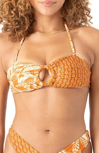 Roxy Ray Of Sunshine O-ring Bandeau Bikini Top In Orange