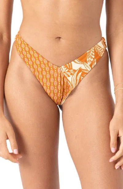 Roxy Ray Of Sunshine V-cut Bikini Bottoms In Orange