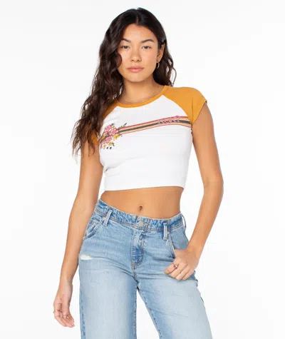 Roxy Retro Heritage Striped Cropped Baby Tee In White