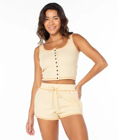 Roxy Rhea Thermal Crop Cotton Blend Tank In White