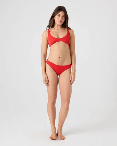 Roxy Rib  Love Hipster Moderate Bikini Bottom In Red