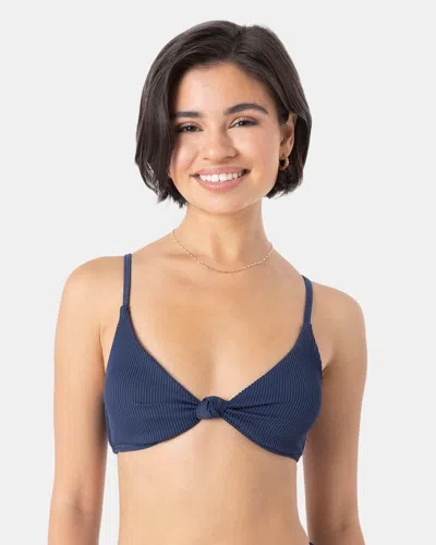 Roxy Rib  Love Knot Bralette Bikini Top In Blue