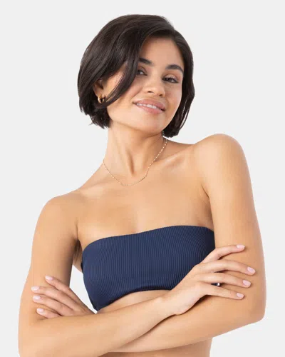 Roxy Rib  Love Lace Bandeau Bikini Top In Blue