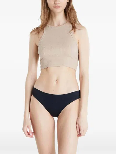 Roxy Ribbed-knit Bikini Bottoms In Black