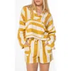 Roxy Rich Coast Stripe Hooded Sweatshirt In Brown