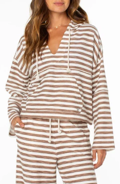 Roxy Rich Coast Stripe Hooded Sweatshirt In Brown