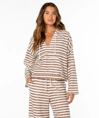 Roxy Rich Coast Stripe Hoodie In Brown