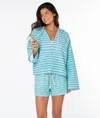 Roxy Rich Coast Stripe Hooded Sweatshirt In Green