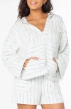 Roxy Rich Coast Stripe Hoodie In Cloud Dancer