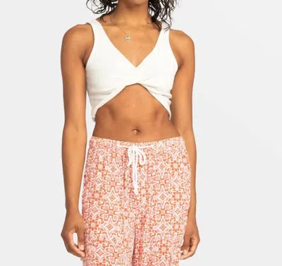 Roxy Riviera Cropped Tank Top In Egret In White